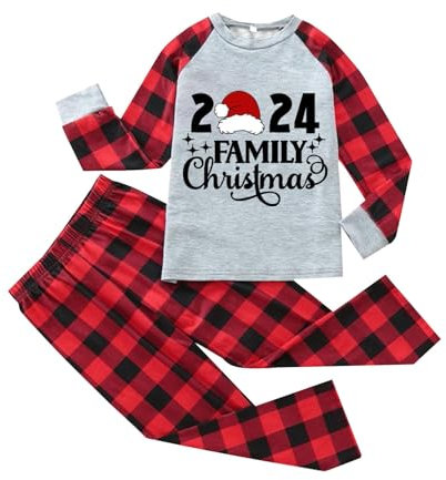 CCOOfhhc Weihnachtspyjama Paare, Christmas Sleepwear Nightwear Kuschelig Weihnachts Schlafanzug Damen Herren Partner Baumwolle Tops+Hosen Weihnachten Bedruckte Nachtwäsche Kinder(Black,3 Jahre)