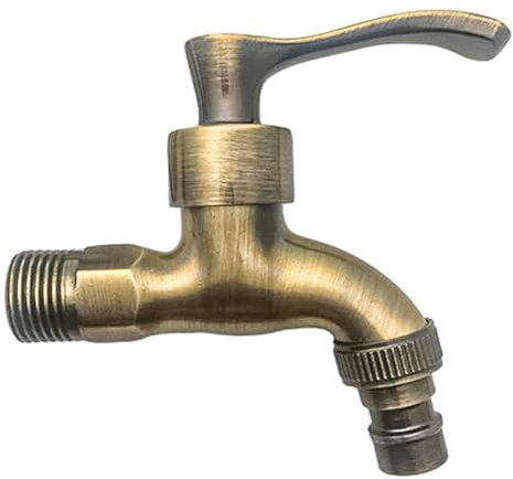 Sarini Rubinetto per Esterni in Bronzo per Lavatrice, Gru Vintage da Giardino, Rubinetto Babcock Perfetto per Uso in Cucina e Bagno (Bronzo)