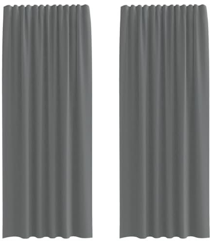 vidaXL Voile-Vorhänge mit Schlaufen, 2 Stück, Dunkelgrau, 140 x 245 cm, Netzvorhang, transparenter Vorhang, Voile, Fensterbehandlung