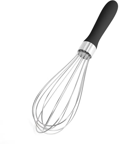 Doosu Hand Balloon Whisk, 18/8 Stainless Steel, Manual, 23cm/6 Wires, Black | Small Sauce Egg Beater Beating, Non-Break Strong Solid Metal Kitchen Tool, Non-Slip Mxing Whipping Blending Beating Stirring