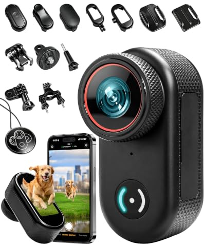 KLYMER Action Cam 4K, Mini body Cam con WIFI, POV Camera Magnetica | Videocamera Sportiva Grandangolo da 140° e Display da 1,47 pollici, Portatile Vlogging Fotocamera con Animali Domestici