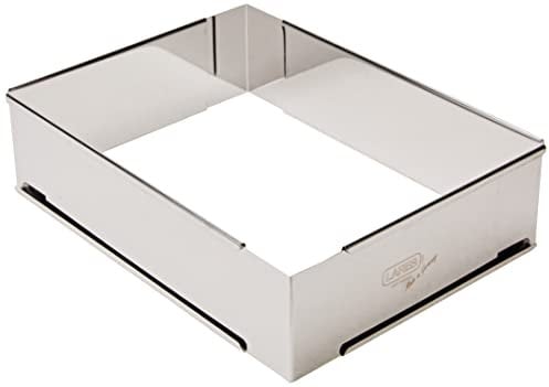 Lares Backform/Backrahmen eckig, extra hoch, in Folie - aus rostfreiem Edelstahl - verstellbare Größe - Made in Germany