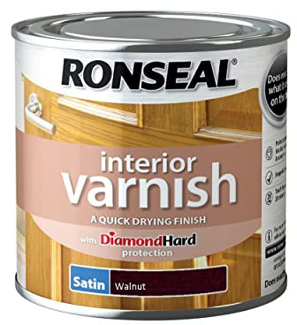 Ronseal RSLIVSWN250 250ml Quick Dry Satin Interior Varnish - Walnut