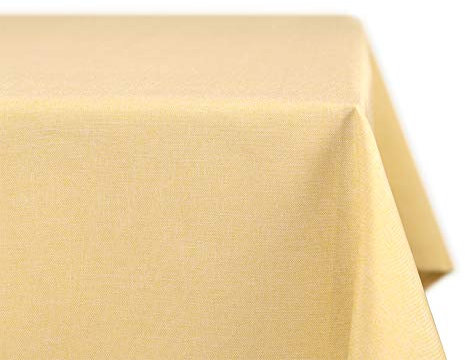 BEAUTEX fleckenabweisende und bügelfreie Tischdecke - Tischtuch mit Lotuseffekt - Tischwäsche in Leinenoptik, Eckig 90x90 cm, Hellgelb