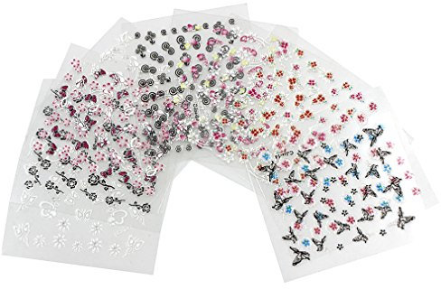 10 Sheets Nail Art Transfer Stickers 3D Design Manicure Tips Decal Decorations