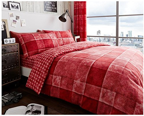 GC GAVENO CAVAILIA Parure de lit Double Super Douce réversible à Carreaux Rouge (200 x 200cm)