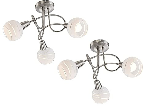 Globo 2er Set 3-flammige LED Deckenlampen/Deckenstrahler ELLIOTT mit satinierten Schirmen