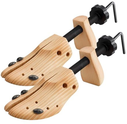 WEST LIGHT 2 Way Cedar Shoe Trees Wooden Shoe Stretcher,Adjustable Large Size for Men and Women, Wood Shaper Set of 2 Stretches Length & Width,Woman's Size 10 to 13.5 Man's Size 9 to 13.