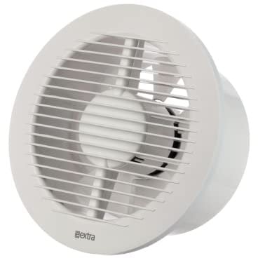 EUROPLAST 6 inch White Bathroom Extractor Fan - Wall & Ceiling Mount - 150mm Round Front - Water Resistant - 46W, 2.1E+3 rpm, 25dB