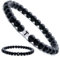 Personalisierte Namensarmbänder | Partnerarmbänder mit Onyx Perlen | Perlenarmband | individueller Schmuck für Herren und Frauen | Buchstabe T