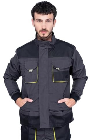 Giubbotto da lavoro uomo, Giacca da lavoro, Doppia tasca per attrezzi da lavoro, Taglie Grandi Fino S-3XL, Giubbino da lavoro uomo. Abbigliamento da lavoro Qualita, Work jacket (L, Nero/Verde)