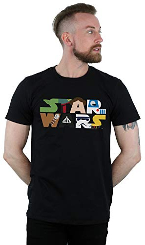 Star Wars Men's Character Logo T-Shirt Black Medium