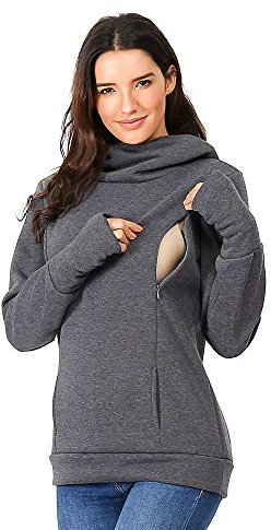 Damen Elegant Umstandsmode Stillpullover, Stillpulli Stillshirt Langarm Solide Herbst Winter Umstandspullover Stilltop Mit Kapuze Still Shirt Kapuzenpullover Hoodie Pulli Pullover