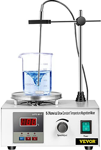 VEVOR Agitateur Magnétique avec Plaque Chauffante 85-2, Mélangeur à Plaques Chauffantes Affichage Numérique 220V 1000ml pour Chauffage et Agitation des Liquides dans Le Laboratoire.