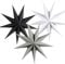 SUNBEAUTY Paper Christmas Stars Lanterns, 3PCS 60CM 9-Pointed Star Christmas Tree Decorations,Decorations Hanging Paper Stars, Christmas Hanging Star Wedding Birthday Christmas Home Decorations