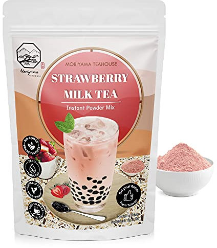 Strawberry Bubble Milk Tea Instant 3in1 Powder Mix - 1kg (33 Drinks) | For Boba Tea, Milkshake, Blended Frappe and Bakery | Authentic Taiwan Recipe | 0 Trans Fat, No Preservatives by Moriyama Teahouse
