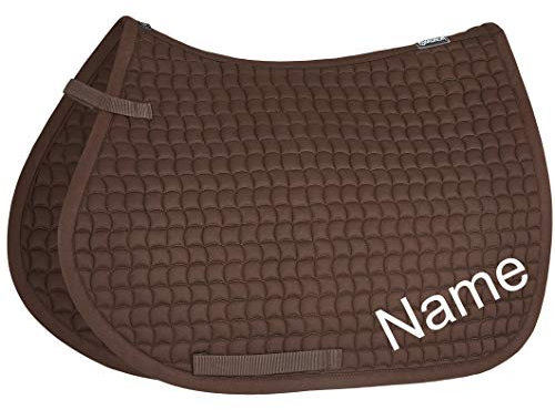 Eskadron Darkbrown Cotton VS-Schabracke mit individuellem Namen Bestickt, Schriftart:Zürich Calligraph (Schreibschrift), Garnfarbe Maderia:Bright Yellow 1924