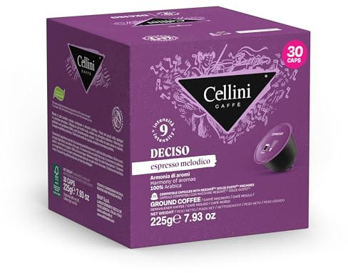 Caffè Cellini Espresso Deciso Capsules compatibles avec Nescafè Dolce Gusto* - 90pcs | Cafè avec des notes aromatiques fruitées et céréalières