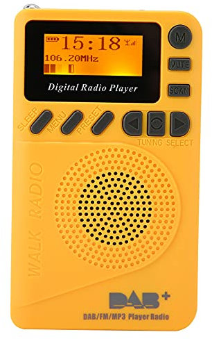 ASHATA Tragbares DAB P9 Taschenradio, DAB DAB FM Radio Wiederaufladbar mit LCD Display und Lautsprecher, Digital Tuning Radio für Walk/Jogging/Fitnessstudio/Camping