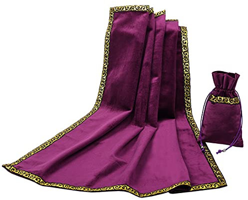 BLESSUME Altar Tarot Tischtuch Wicca Samt Tuch mit Tarottasche, Purpur 1, 62 x 62 cm (Cuadrado)