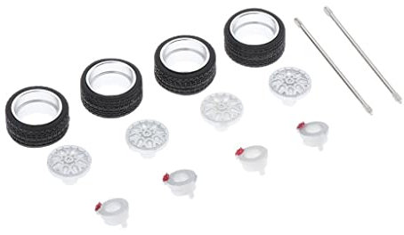 4 1:64 Alufelgen Felgen Nabe Gummireifen für Automodelle Zubehör Spielzeug , 8205S