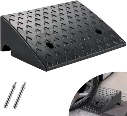 ybaymy Bordsteinrampe Gummi 47,5 x 40 x 15 cm, rutschfeste Gummi-Schwellenrampe, Bordsteinkanten, Gummirampe, Dämpfungsrampe, Bordsteinrampen, Türschwellenrampe für Auto, Rollstuhl, Wohnmobil