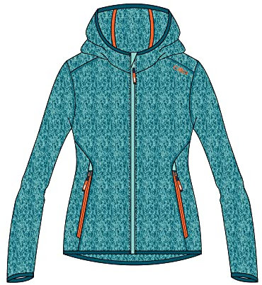 CMP - Giacca in Knit-Tech da bambini con cappuccio fisso, Acqua-Campari, 140