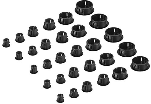 sourcing map 135 Stück 5/6/8/10/13/25mm Abdeckkappen Bohrlöcher, Schwarz | Kunststoff Blindstopfen Rohrstopfen Bündige Blende Einrastende Stopfen Bohrungen Schrank Möbel Endkappen