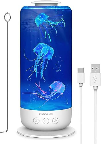 Quallen Lampe,Quallenlampen mit 7 Farbe&2 Lichtmodi,LED Fantasy Quallen Aquarium Lampe mit Geschwindigkeitskontrolle,Stimmungslicht für Zuhause Büro Dekor,Geschenk für Erwachsene Kinder(Weiß)