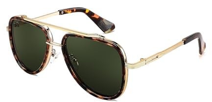 FEISEDY Retro 70er Sonnenbrille Herren Gold Vintage Klassische Sonnenbrillen Mode Metallrahmen UV400 Schutz B0036
