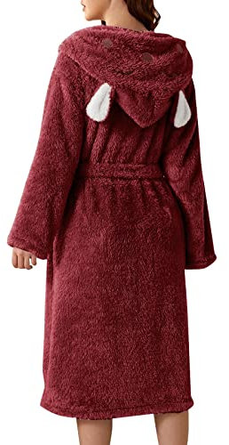 Bademantel Damen Flauschig Mit Süße Bär Ohren Kapuze - Nachthemden Langarm Warm Morgenmantel Fleece Teddy Schlafmantel Flauschig Lang Saunamantel Frottee Hausmantel Herbst Winter Elegant Nachtwäsche