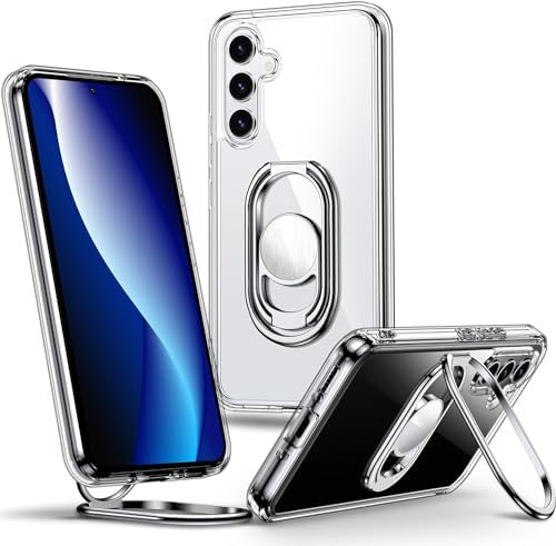 SHIELDS UP für Samsung Galaxy S24 Plus Hülle, Handyhülle mit Doppeltem Ring Halter Ständer 360°【Verstellbar und Faltbar】 Stoßfeste Schutzhülle für Case – Transparent