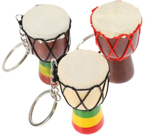 TOYANDONA 1 Set Djembe Pendant African Drum Keychains Percussion African Drum Miniture Djembe Instrument Accessories Keyring Mini Keychain Solid Wood Necklace Travel Music