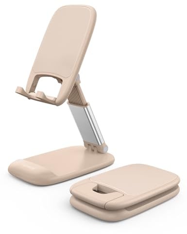 Lamicall Khaki Phone Holder for Desk - Cellphone Stand Khaki Desk Accessories Desktop Office Must Have Compatible Gifts for iPhone, 4-8'' Smartphone