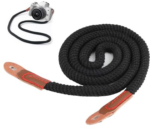 tinshow Camera Neck Strap, Nylon Soft Rope Camera Wrist Strap Comfortable Microfiber Leather Carrying Strap Lightweight Adjustable Length, Secure Fit for Canon, Nikon, Sony, Fujifilm (Black