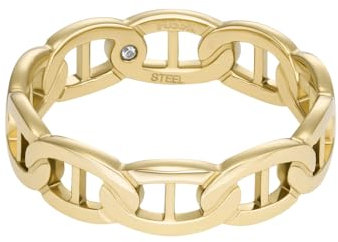 FOSSIL Damen-Edelstahlband Ringe, 7, Sandgold