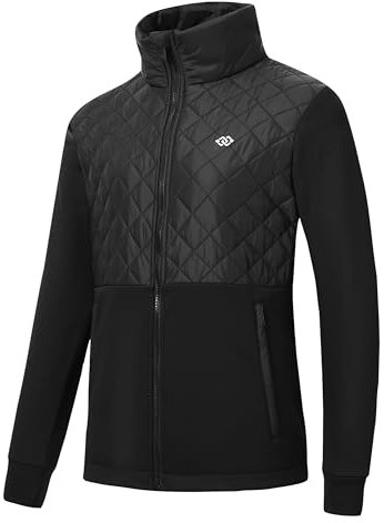 MoFiz Damen fleecejacke Softshelljacke Stehkragen Fleecejacke Winterjacke Leichte Fleecejacke Damen Lang Daunenjacken Schwarz-B 3XL