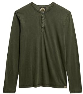 Superdry Slub Grandad Long Sleeve T-Shirt XL Green