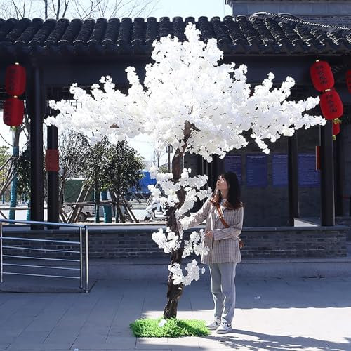 Albero Artificiale - Albero Di Ciliegio Bianco, Alberi Di Ciliegio Bianchi Artificiali Fatti A Mano Albero Finto Pianta Interna Ed Esterna Per Casa Ufficio Festa Matrimonio Decorazione Bianco(1m)