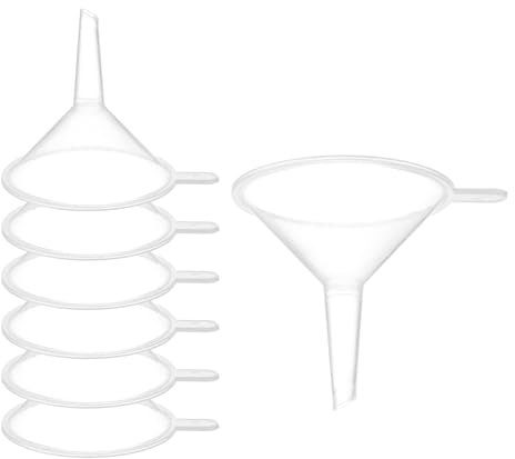 PATIKIL 2 Inch Clear Plastic Funnel, 8 Pcs Wide Mouth Multipurpose Transfer Funnel with Long Spout with Handle for Filling Water Bottle Liquid Lab Spices Powder Oil
