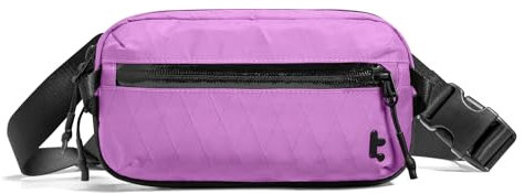 tomtoc X-Pac Bauchtasche für Herren Damen, 1,5 Liter Klein Travel Sling Bag Brusttasche Gürteltasche Schultertasche Umhängetasche mit RFID Schutz für Wandern Reise Alltag, Lila