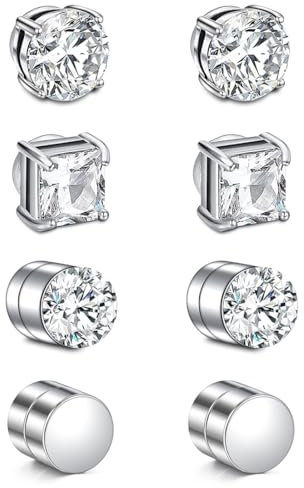 ZKGYUS Boucles d'oreilles magnétiques sans piercing - Boucles d'oreilles magnétiques pour homme et femme - En acier inoxydable argenté