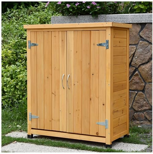 Abri de jardin extérieur en bois avec bureau galvanisé et double porte armoire de rangement pour jardin