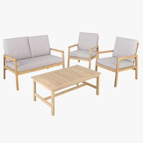 Riess Ambiente Outdoor Garten-Sitzgruppe Bali - 110cm - Natur beige - Akazie Massivholz - wetterfest