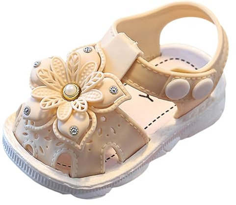 Allbestop Sandales de Marche Fille, Chaussures Fille Pieds Larges Chaussures Princesse Orthopédique Chaussure Enfant Chaussure Confort Sandales de Sport(Beige,19)