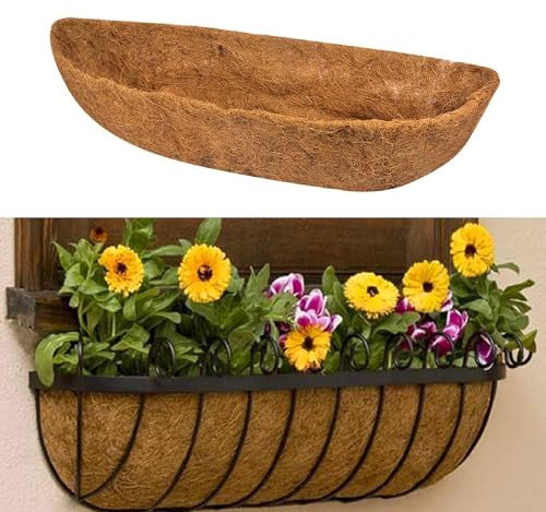 Kouoybt 24/30/36/48 Inches Trough Coco Replacement Liners, Trough Planters Outdoor, Wall-mounted Hanging Basket Liner, Basket Liners for Wall Planters (1PCS, 48inch)