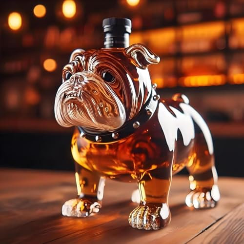 Bulldog Whiskey Decanter | Dog Decanter, Dog Whiskey Bottle, Bulldog Shaped Whiskey Glasses, Funny Animal Statue Wine Decanter Decoration, Funny Collectible Glass Decanter for Men