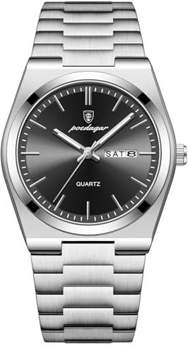 Poedagar Quarz Mann Armbanduhr wasserdicht Leuchtend Datum Woche Männer Mode Business Klassische Uhren Edelstahl Herrenuhr