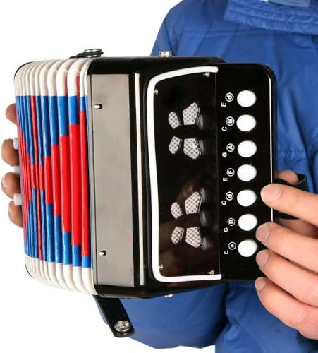 Mtlavishness Kinder-Akkordeon mit 7 Tasten und 2 Bässen, kleines Mini-Akkordeon, pädagogisches Musikinstrument, ideal für Rhythmus-Bands und Musik-Lernsitzungen, aus ABS-Material