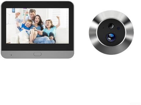 BlesConi Caméra judas de porte, avec écran de 4,3, sonnette vidéo HD 1080p, détection de mouvement et vision nocturne bidirectionnelle, connexion WiFi pratique